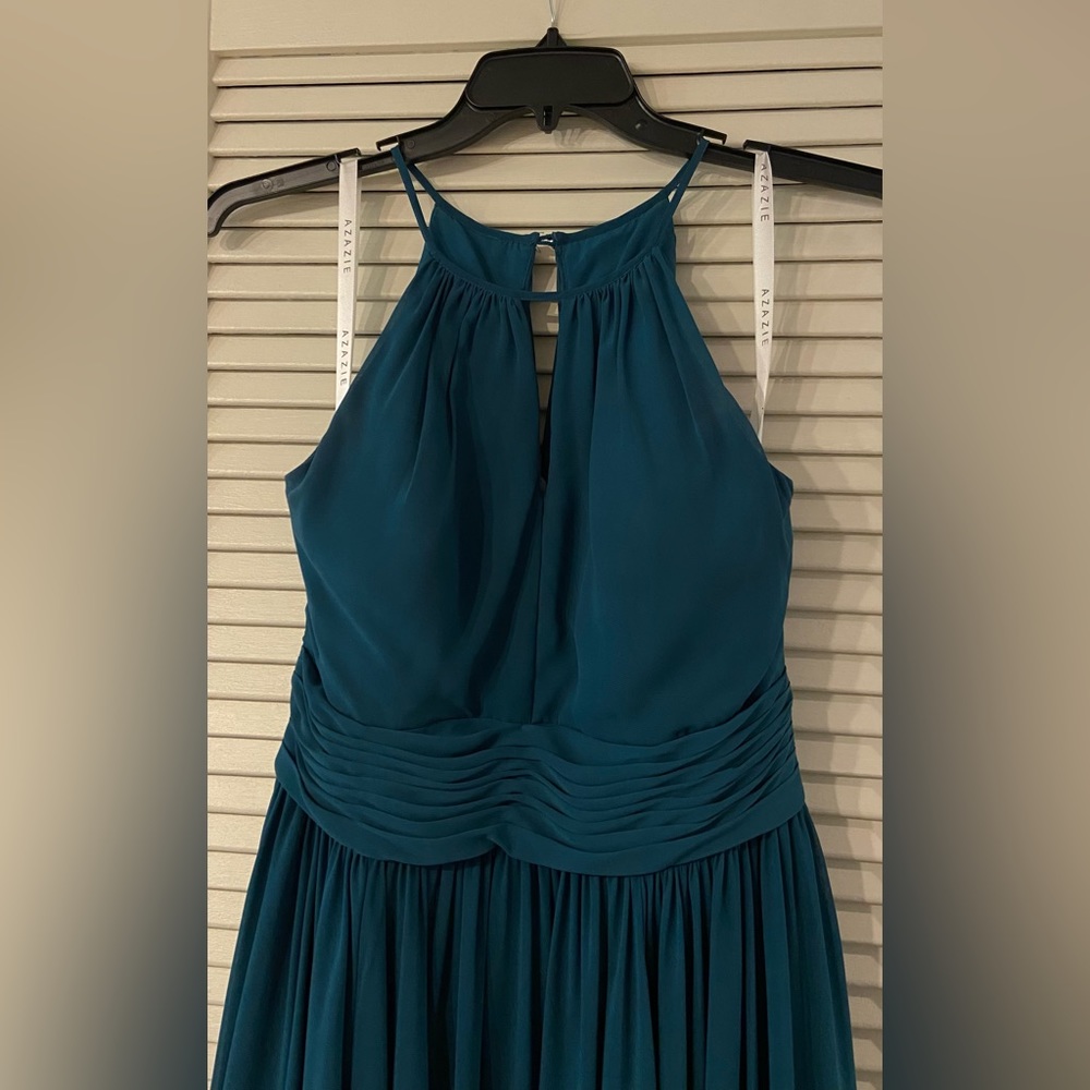 Azazie Teal Evening Gown - Picture 4 of 13